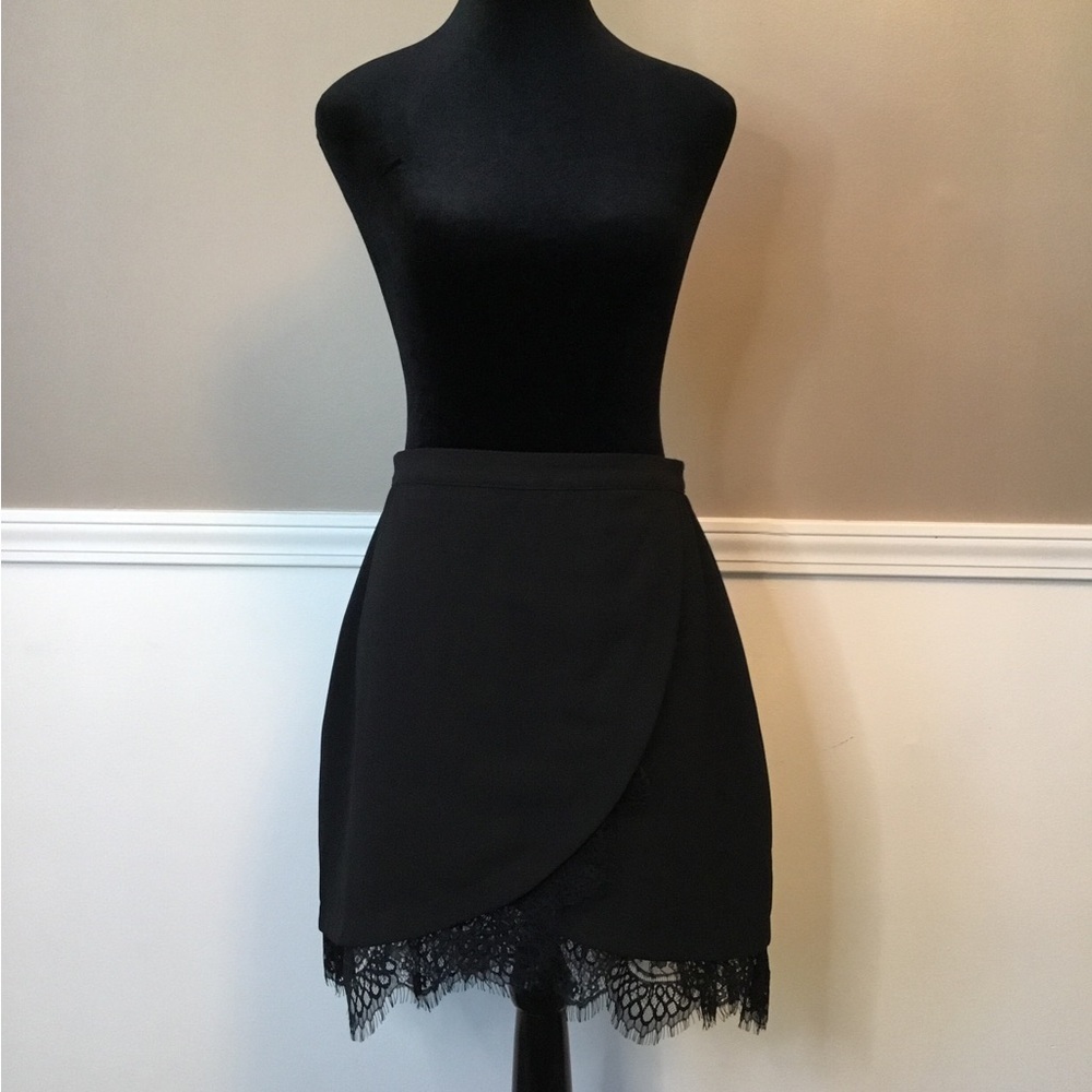 Sugarlips Black Mini Skirt with Lace Detail
